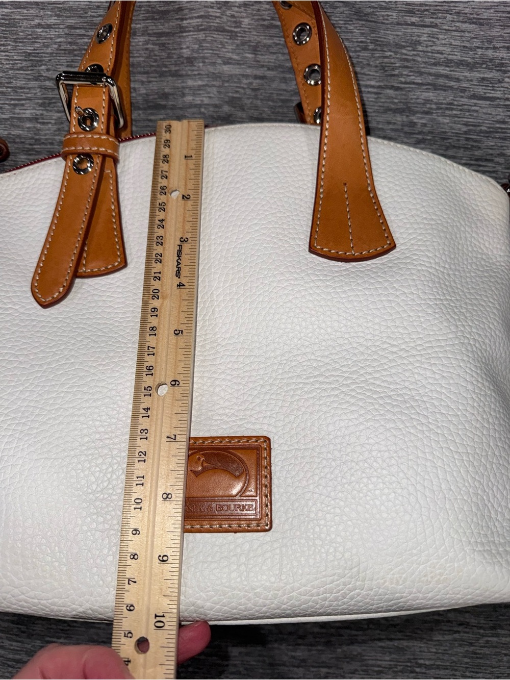 Dooney & Bourke Patterson White Leather Trina Satchel - Picture 12 of 16